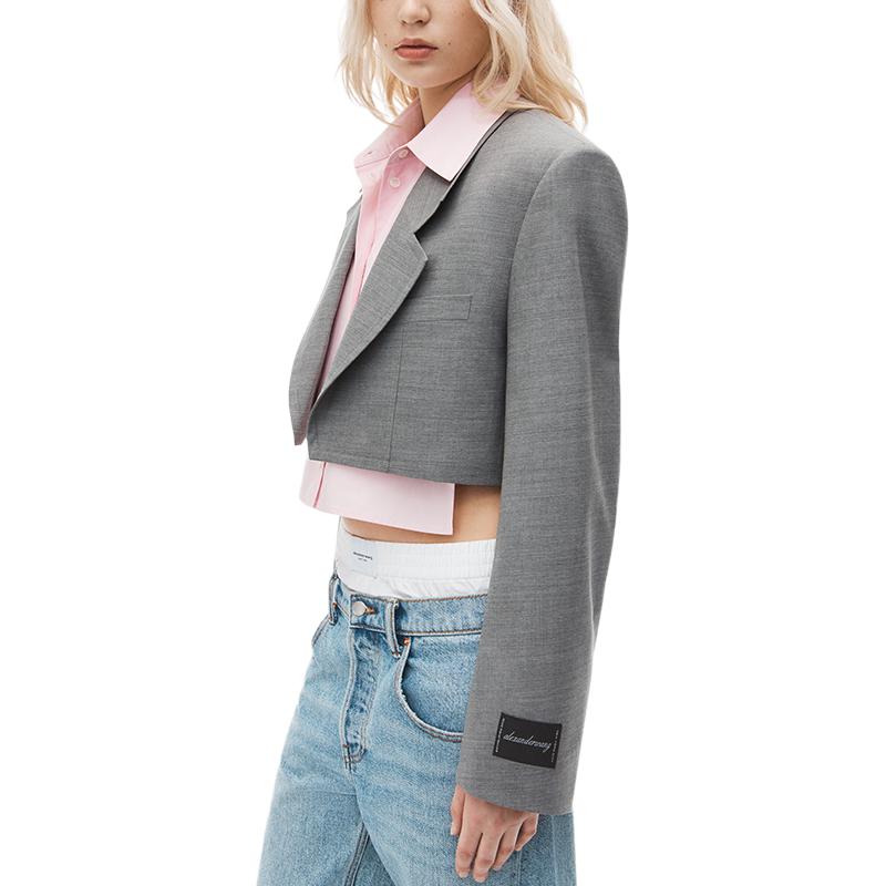 Purchase (W) Alexander Wang FW24 淺灰色可拆領短版西裝外套 1WC3242559050