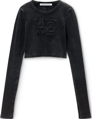 (W) 알렉산더 왕 FW24 크롭 슬림핏 로고 긴팔 티셔츠 블랙 4CC3241474027A Order (W) 알렉산더 왕 FW24 크롭 슬림핏 로고 긴팔 티셔츠 블랙 4CC3241474027A
