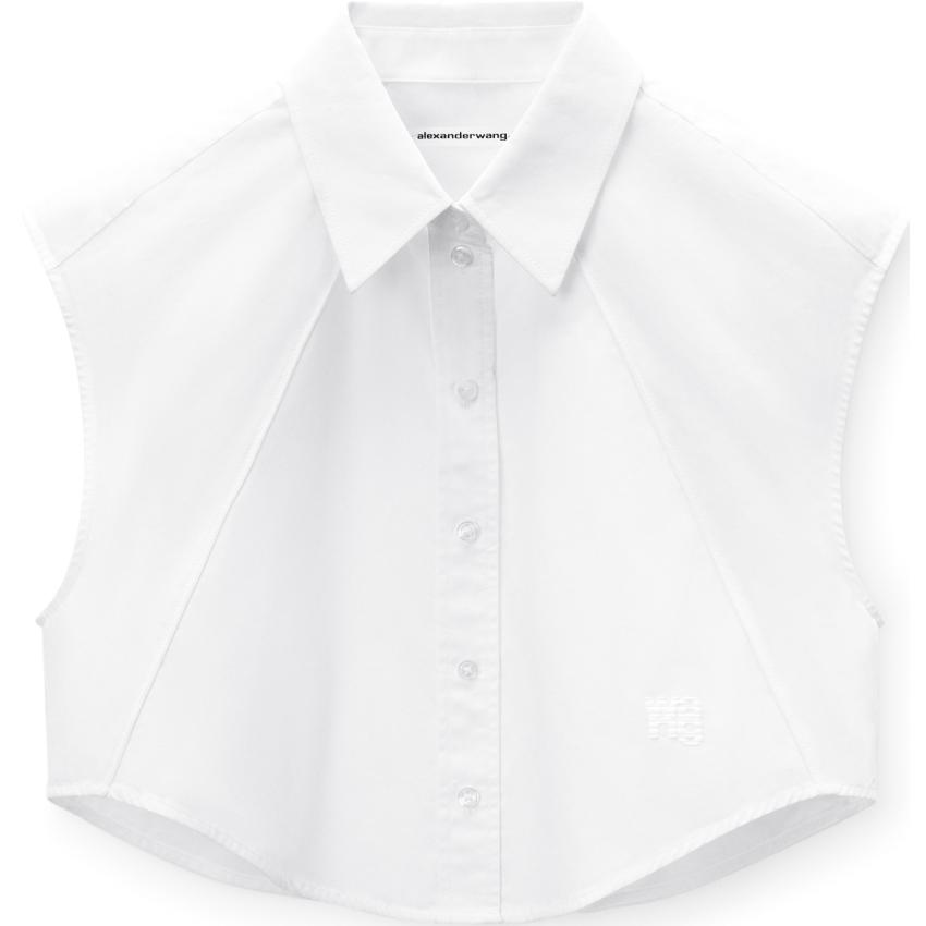Order (Women) Alexander Wang FW24  Cropped Loose Fit Sleeveless Button Shirt White 4WC3241500100