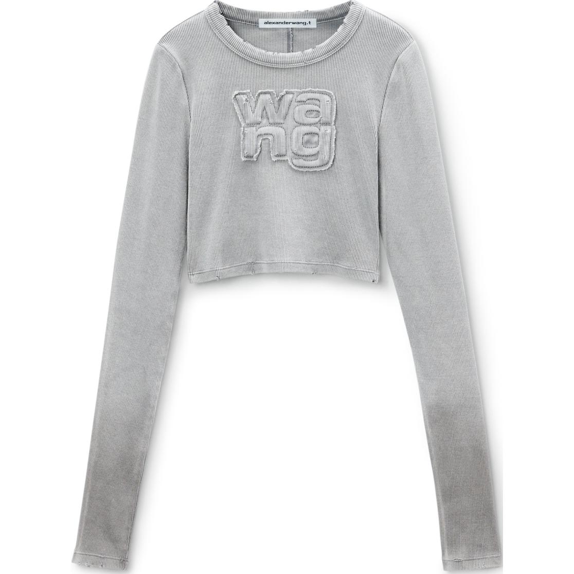 Order (W) アレクサンダー ワン FW24 クロップド スリムフィット ロゴ 長袖Tシャツ ライトグレー 4CC3241474034A