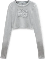 Order (W) Alexander Wang FW24 修身短版長袖標誌T恤 淺灰色 4CC3241474034A
