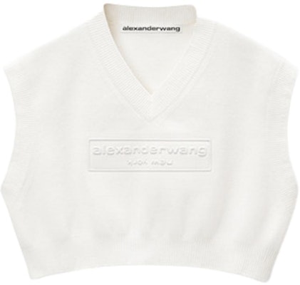 (Women) Alexander Wang FW24 Embossed Logo Cropped Tank Top in Soft White. 1KC3241035104 Order (Women) Alexander Wang FW24 Embossed Logo Cropped Tank Top in Soft White. 1KC3241035104