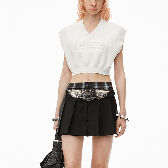 Purchase (Women) Alexander Wang FW24  Embossed Logo Cropped Tank Top in Soft White. 1KC3241035104