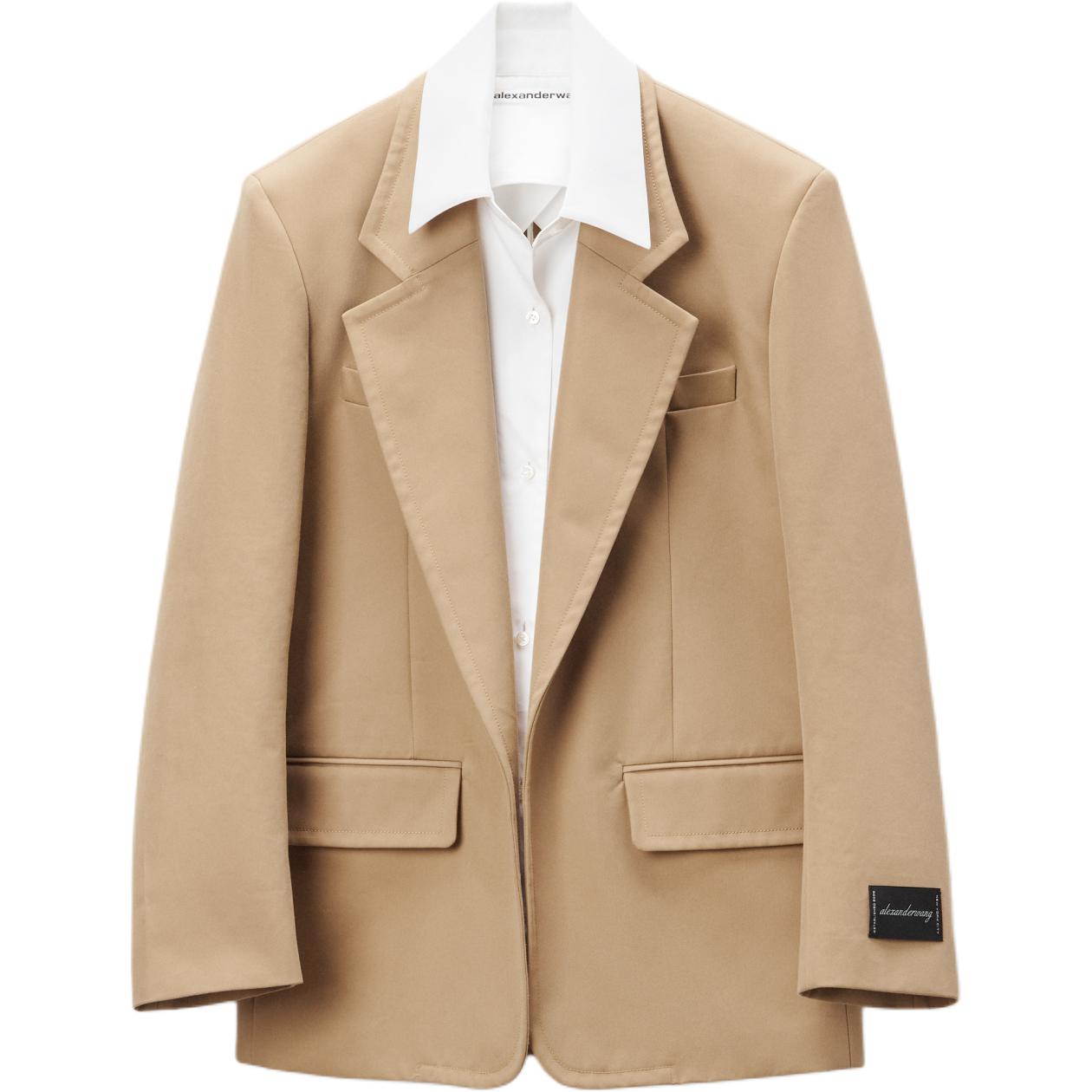 (Women) Alexander Wang FW24  Grey Long Sleeve Jacket with Logo and Minimalist Design 1WC3242563282