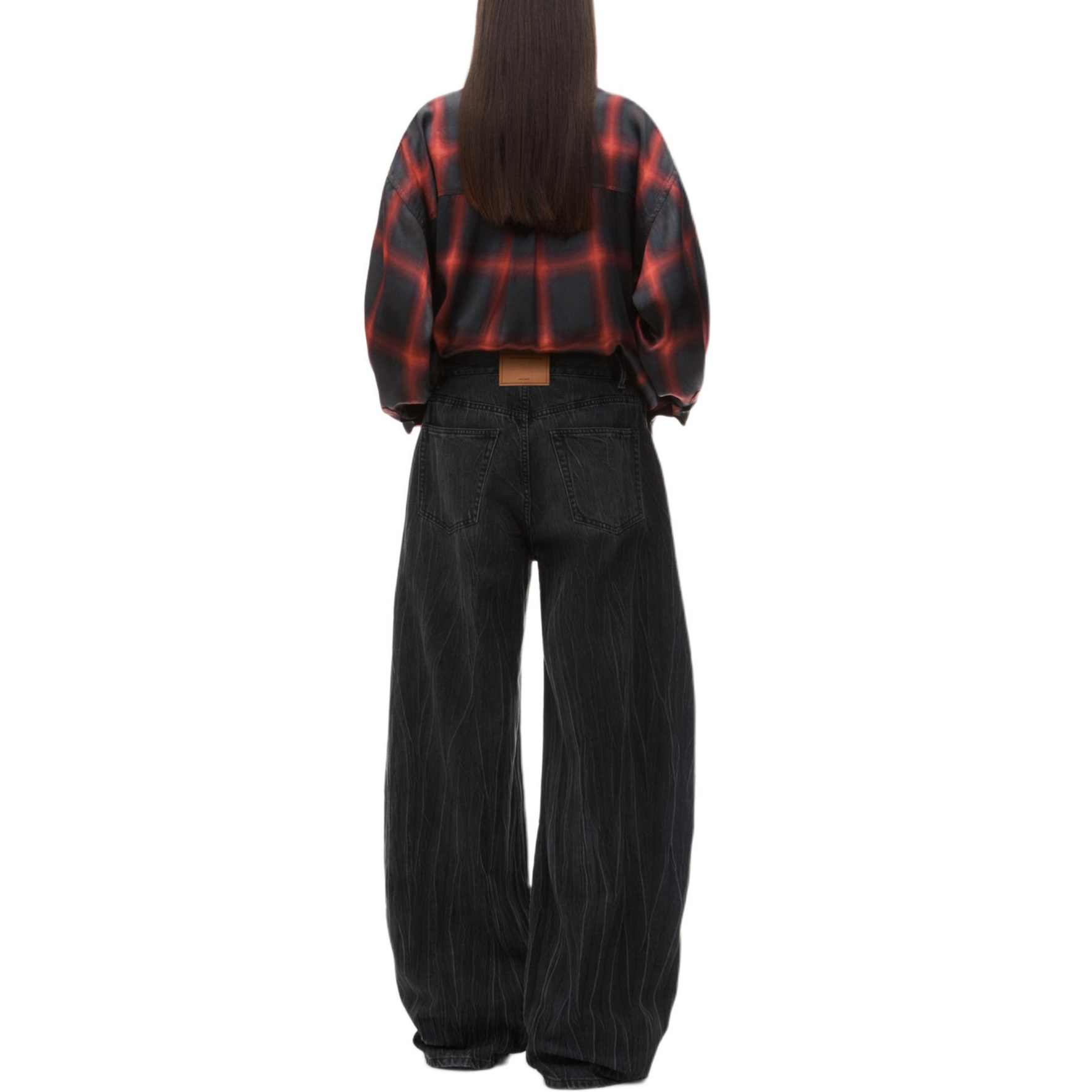 (Women) Alexander Wang FW24  Grey Low-Waist Wide-Leg Vintage Denim Jeans. 4DC3244396015 圖 4