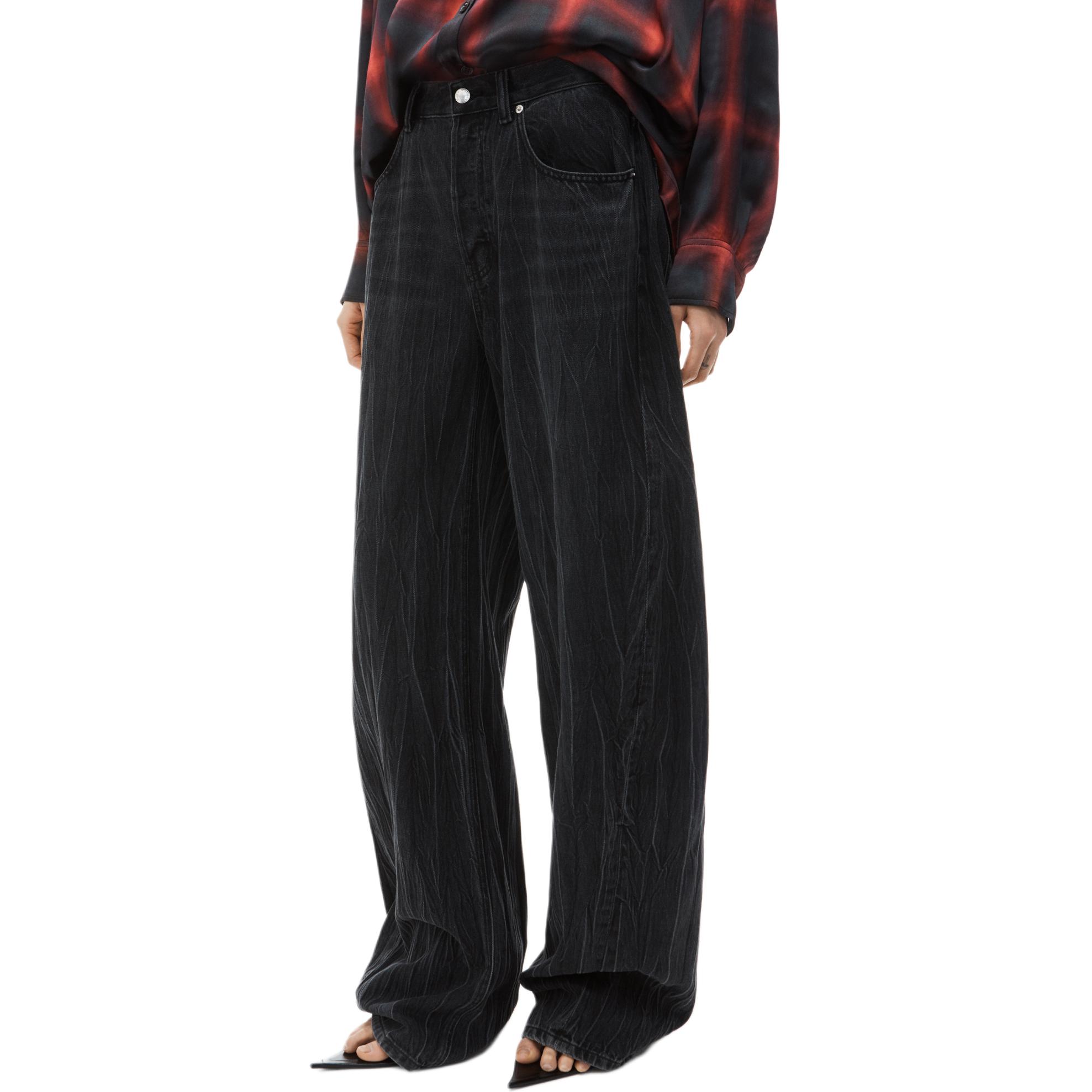 (Women) Alexander Wang FW24  Grey Low-Waist Wide-Leg Vintage Denim Jeans. 4DC3244396015 圖 5