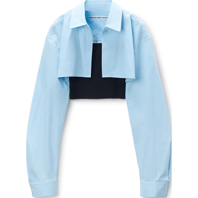 Order (Women) Alexander Wang FW24  Layered Cropped Long-Sleeve Shirt Black/Blue 1KC3241063986