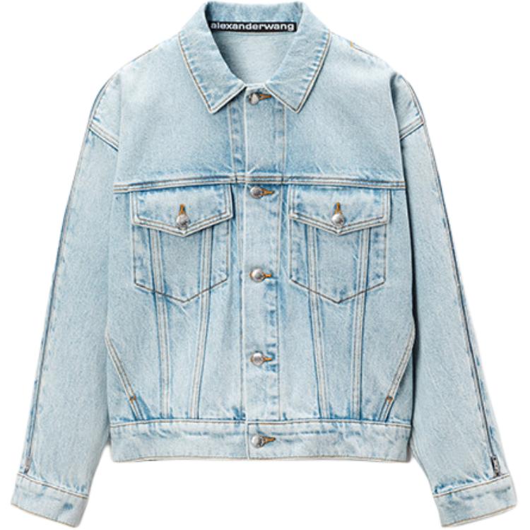 Order (Women) Alexander Wang FW24  Letter Logo Cropped Button Jacket - Bleached White 4DC3242449453