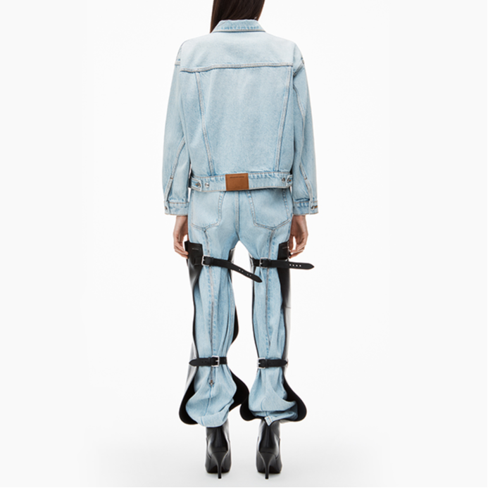 Lookbook (Women) Alexander Wang FW24  Letter Logo Cropped Button Jacket - Bleached White 4DC3242449453