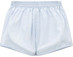 (Women) Alexander Wang FW24 Light Blue Loose Striped Logo Shorts 4WC3244386458B (Women) Alexander Wang FW24 Light Blue Loose Striped Logo Shorts 4WC3244386458B