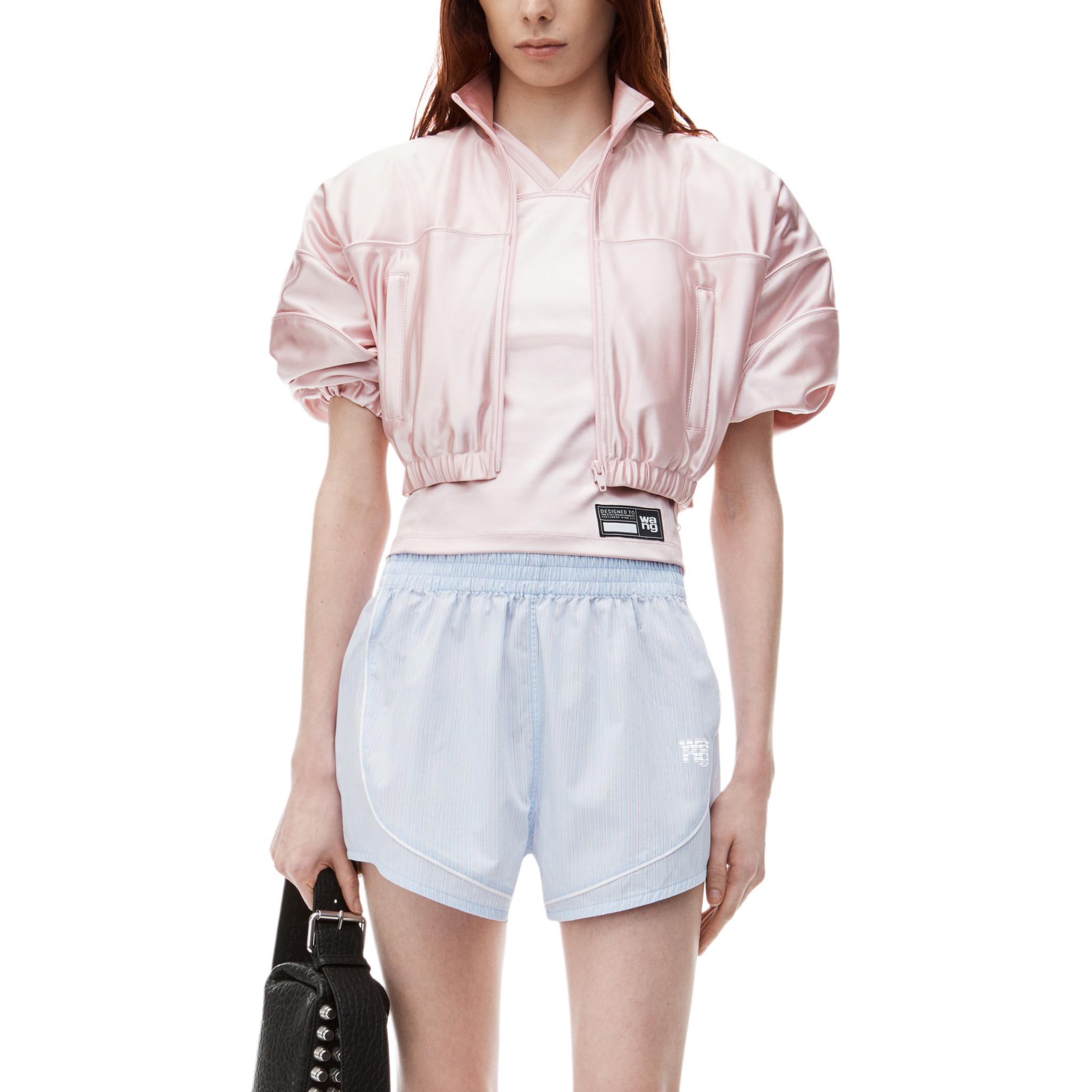 Purchase (W) Alexander Wang FW24 Shorts Azul Claro Sueltos con Rayas y Logo 4WC3244386458B