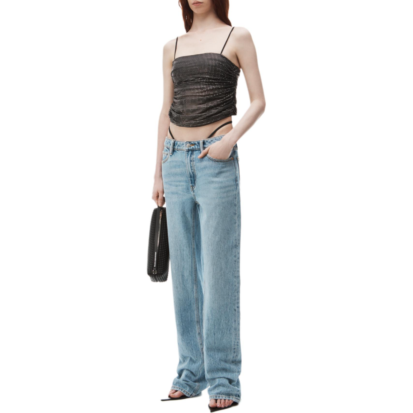 Lookbook (Women) Alexander Wang FW24  Light Blue Mid-Rise Logo Denim Jeans Comfortable Fit 4DC3244408471A