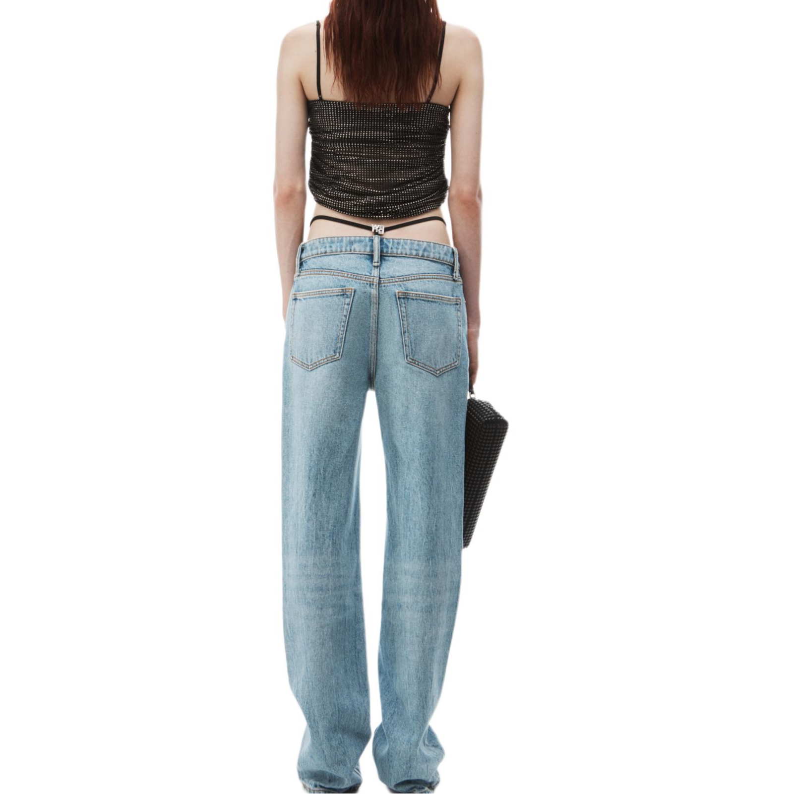 Shop (Women) Alexander Wang FW24  Light Blue Mid-Rise Logo Denim Jeans Comfortable Fit 4DC3244408471A