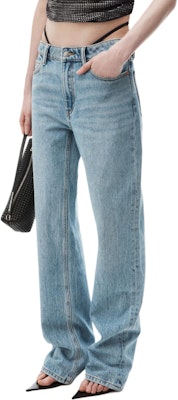 (Women) Alexander Wang FW24 Light Blue Mid-Rise Logo Denim Jeans Comfortable Fit 4DC3244408471A Purchase (Women) Alexander Wang FW24 Light Blue Mid-Rise Logo Denim Jeans Comfortable Fit 4DC3244408471A