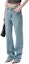 Purchase (Women) Alexander Wang FW24 Light Blue Mid-Rise Logo Denim Jeans Comfortable Fit 4DC3244408471A