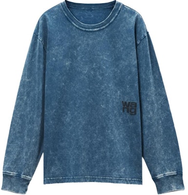 (Women) Alexander Wang FW24 Logo Crewneck Long Sleeve T-Shirt Acid Wash Black/Ice. 4CC3241519424A Order (Women) Alexander Wang FW24 Logo Crewneck Long Sleeve T-Shirt Acid Wash Black/Ice. 4CC3241519424A