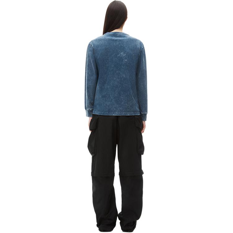 Shop (Women) Alexander Wang FW24  Logo Crewneck Long Sleeve T-Shirt Acid Wash Black/Ice. 4CC3241519424A