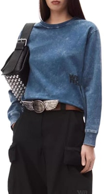 (Women) Alexander Wang FW24 Logo Crewneck Long Sleeve T-Shirt Acid Wash Black/Ice. 4CC3241519424A Purchase (Women) Alexander Wang FW24 Logo Crewneck Long Sleeve T-Shirt Acid Wash Black/Ice. 4CC3241519424A