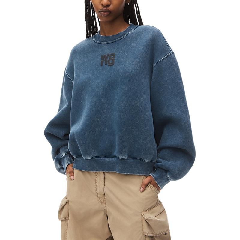 Purchase (W) 알렉산더왕 FW24 로고 크루넥 풀오버 스웨트셔츠 애시드 워시 블랙. 4CC3241518424A