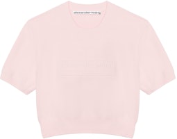 (Women) Alexander Wang FW24 Logo Embossed Short Sleeve Sweatshirt Ballet Pink. 1KC3231037684A (Women) Alexander Wang FW24 Logo Embossed Short Sleeve Sweatshirt Ballet Pink. 1KC3231037684A