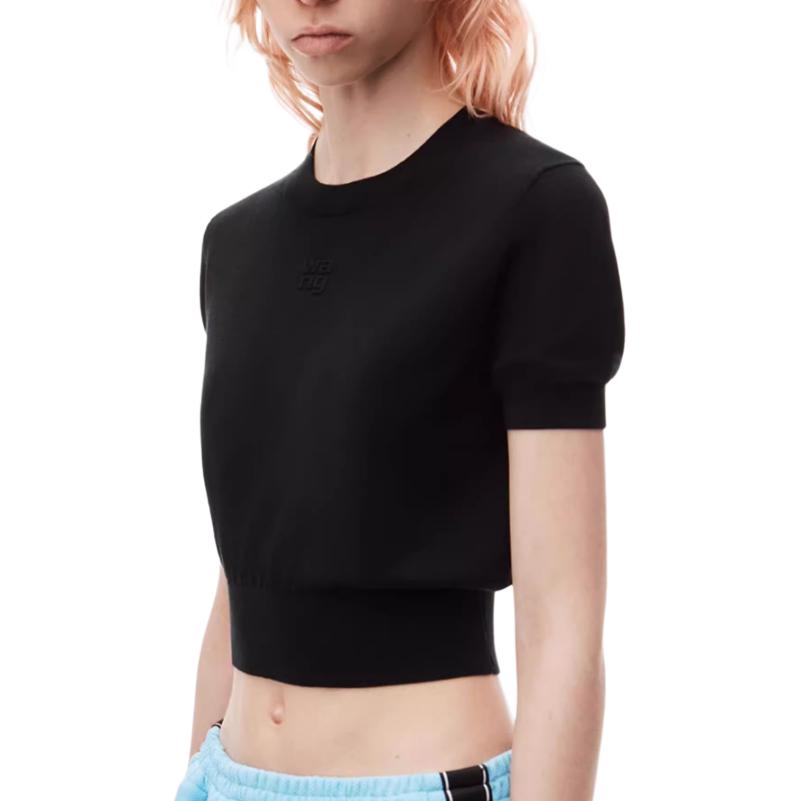 (Women) Alexander Wang FW24  Logo Embossed Short Sleeve T-Shirt Black 4KC3241037001 圖 3
