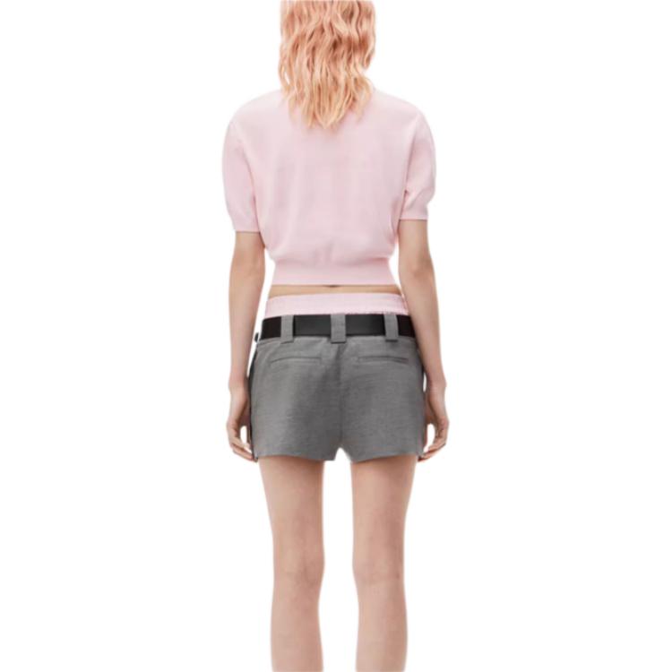 Shop (Women) Alexander Wang FW24  Logo Embossed Short Sleeve Sweatshirt Ballet Pink. 1KC3231037684A