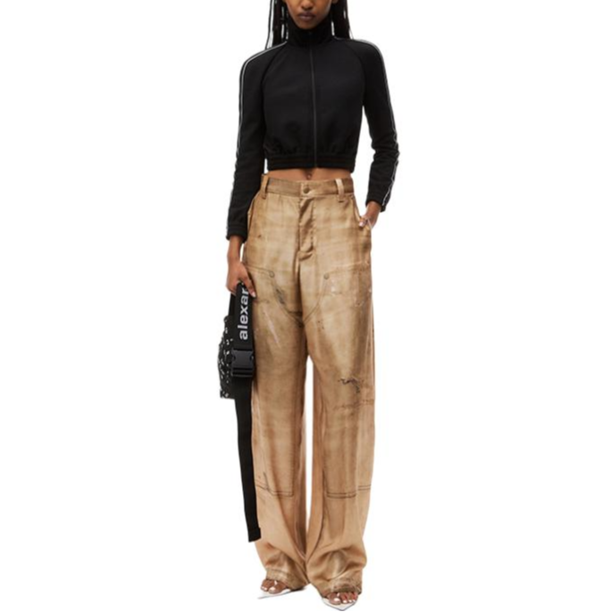 Lookbook (Women) Alexander Wang FW24  Logo Trim Cropped Track Jacket Black. 4CC3242091001