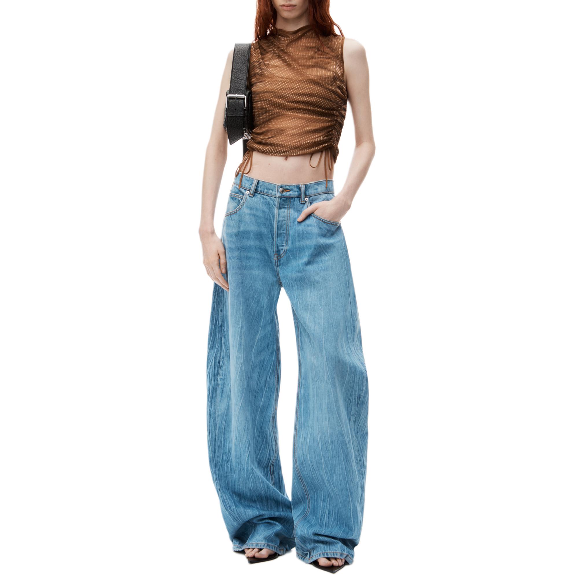 Lookbook (W) Alexander Wang FW24 Pantalones Blade Denim Casual Ajuste Suelto Indigo Claro 4DC3244358486