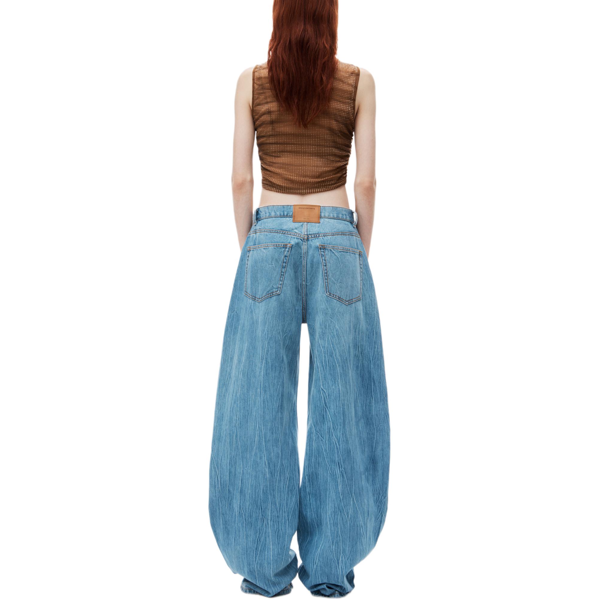 Shop (W) Alexander Wang FW24 Pantalones Blade Denim Casual Ajuste Suelto Indigo Claro 4DC3244358486