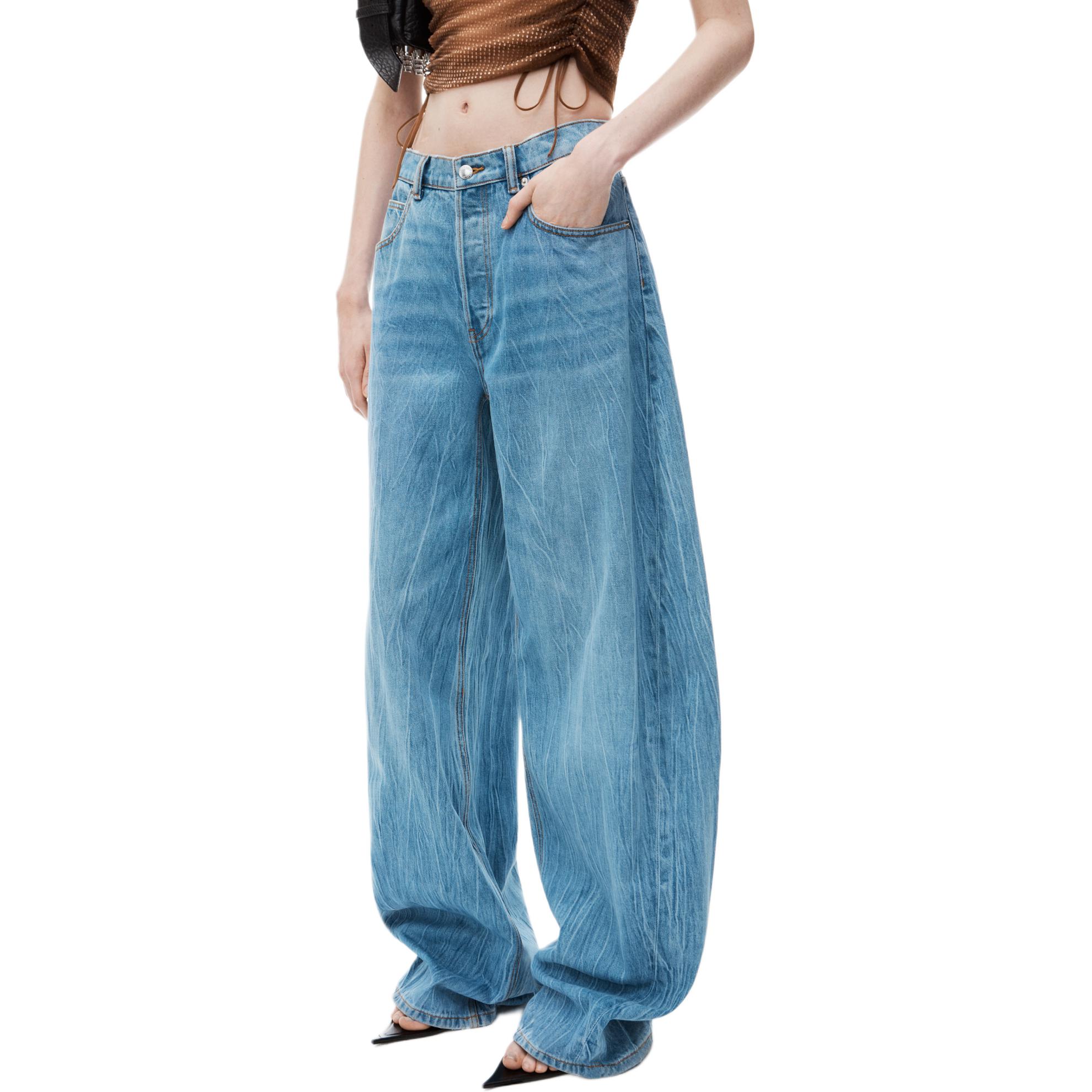 Purchase (W) Alexander Wang FW24 Pantalones Blade Denim Casual Ajuste Suelto Indigo Claro 4DC3244358486