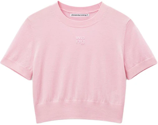 (W) Alexander Wang FW24 Camiseta Rosa Encaje Logo en Relieve Manga Corta. 4KC3241037-Pink Buy (W) Alexander Wang FW24 Camiseta Rosa Encaje Logo en Relieve Manga Corta. 4KC3241037-Pink