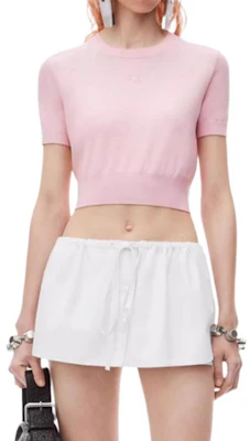 (W) Alexander Wang FW24 Camiseta Rosa Encaje Logo en Relieve Manga Corta. 4KC3241037-Pink Lookbook (W) Alexander Wang FW24 Camiseta Rosa Encaje Logo en Relieve Manga Corta. 4KC3241037-Pink
