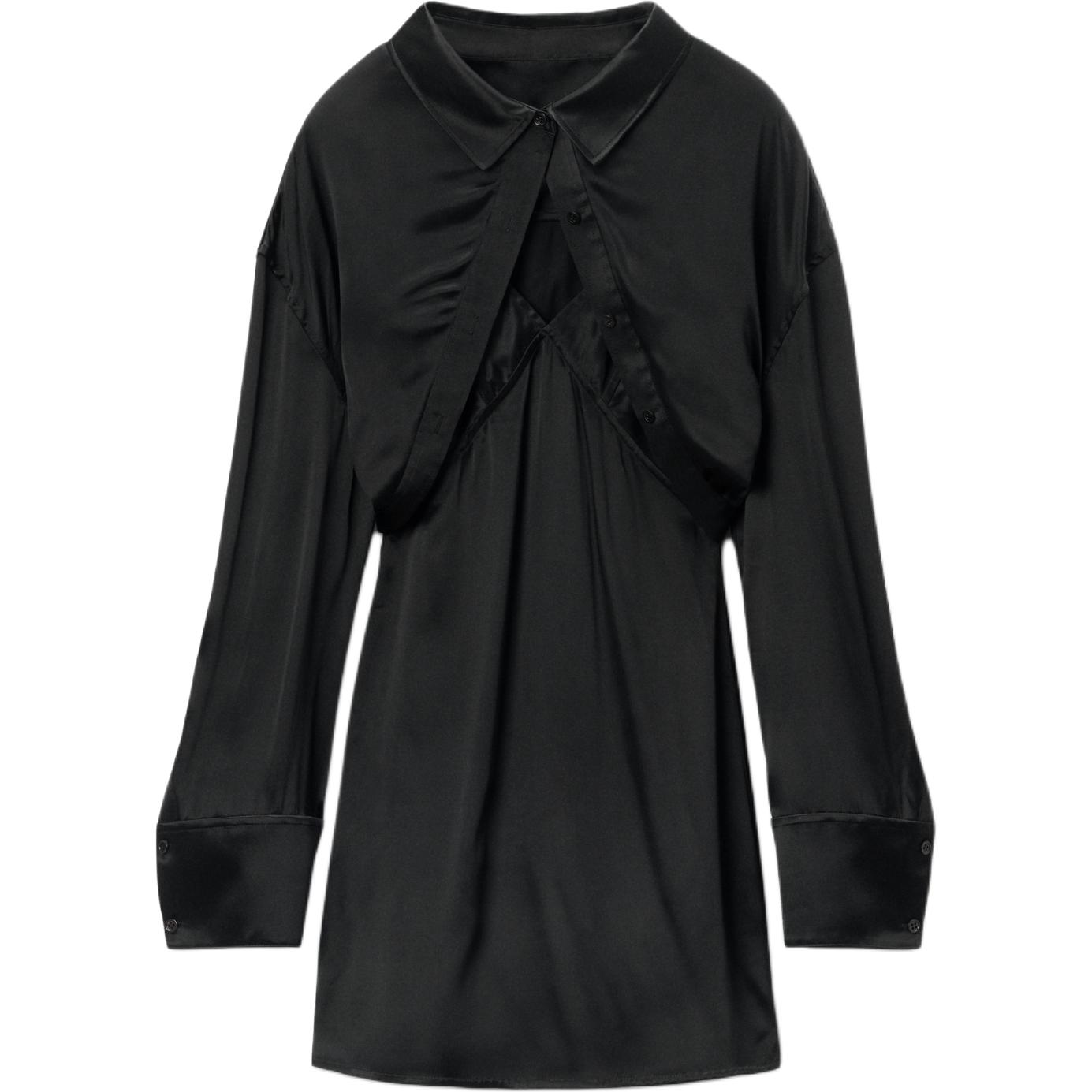 (Women) Alexander Wang FW24  Satin Cami Dress Set - Black 1WC3246684001