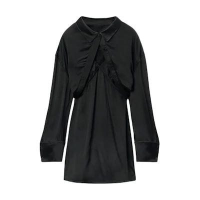 (Women) Alexander Wang FW24 Satin Cami Dress Set - Black 1WC3246684001