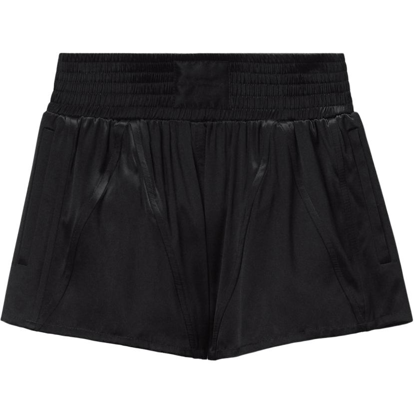 (Women) Alexander Wang FW24  Satin Knit Elastic Waist Casual Shorts Black. 1WC3244744001