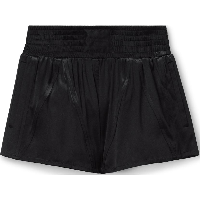 Order (W) Alexander Wang FW24 Satin Knit Celana Pendek Kasual Pinggang Elastis Hitam. 1WC3244744001