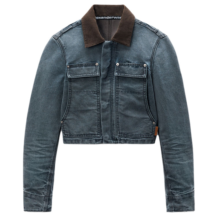 Order (W) Alexander Wang FW24 Jaket Denim Utility Gray Blue Shrunk 4DC3242371030A