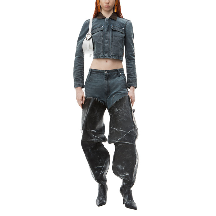 Lookbook (W) Alexander Wang FW24 Jaket Denim Utility Gray Blue Shrunk 4DC3242371030A