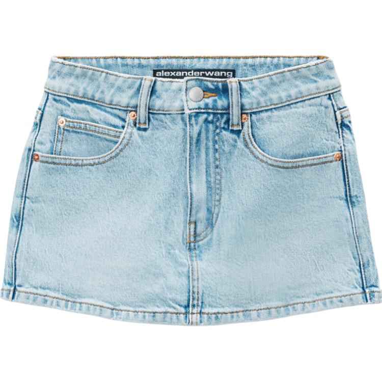 (Women) Alexander Wang FW24  Slim Fit Mid-Rise Denim Mini Skirt Light Blue 4DC3245383453