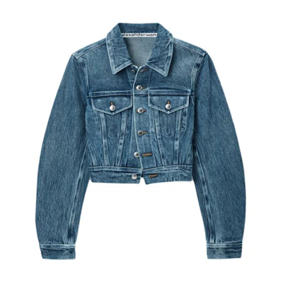 (Women) Alexander Wang FW24 Slim Fit Short Denim Jacket Indigo Blue. 1WC1252598473