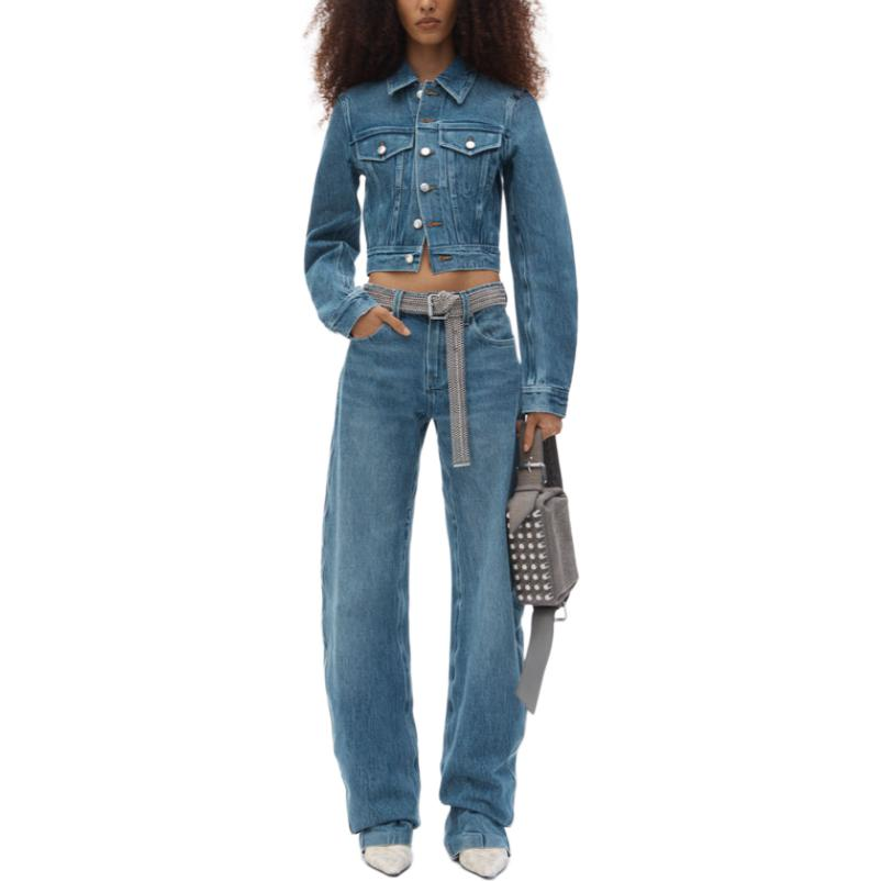 Purchase (Women) Alexander Wang FW24  Slim Fit Short Denim Jacket Indigo Blue. 1WC1252598473