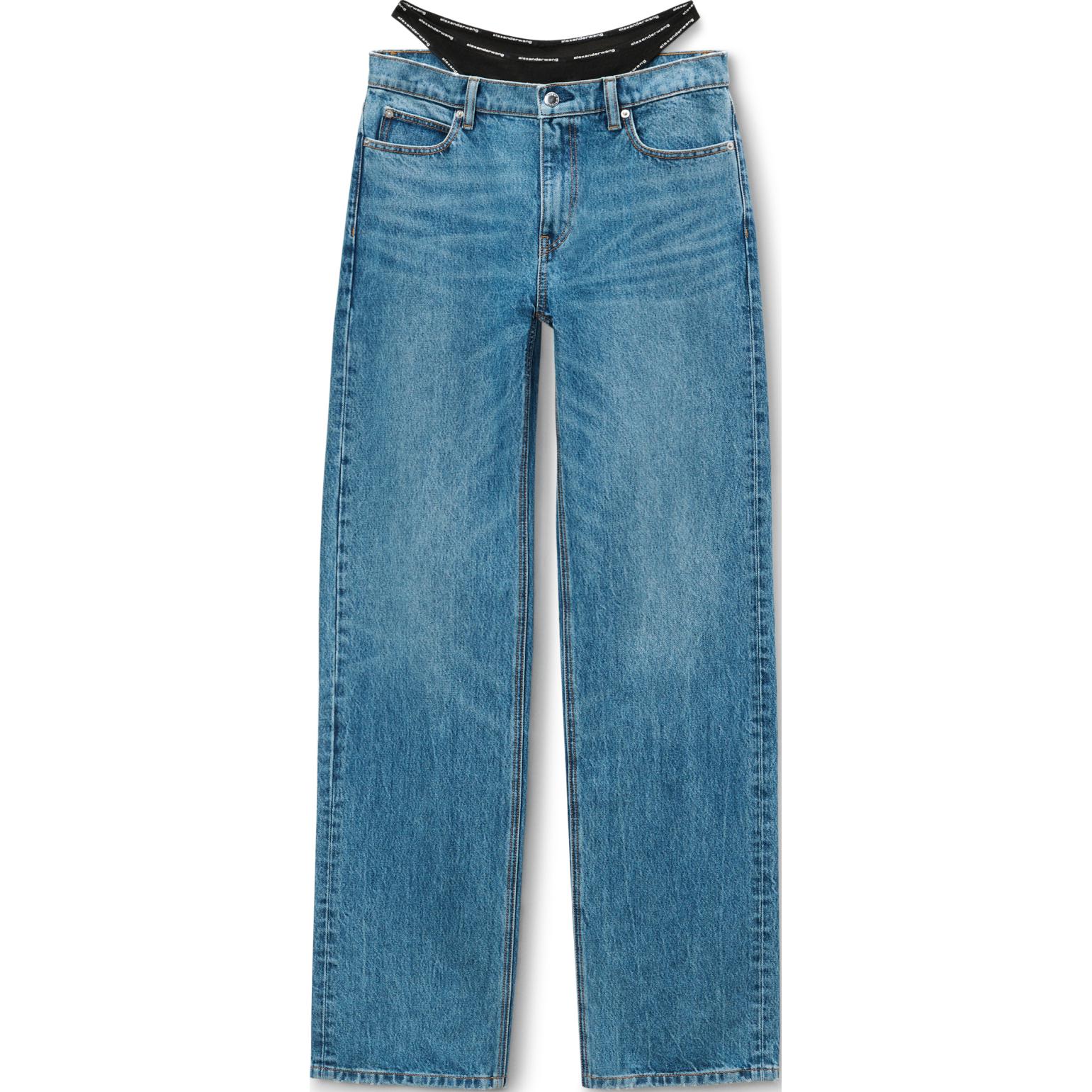(Women) Alexander Wang FW24  Vintage Low-Rise Loose Fit Blue Straight Jeans. 4DC3244400473