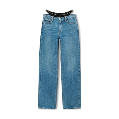 (Women) Alexander Wang FW24 Vintage Low-Rise Loose Fit Blue Straight Jeans. 4DC3244400473