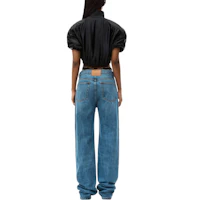 Shop (Women) Alexander Wang FW24 Vintage Low-Rise Loose Fit Blue Straight Jeans. 4DC3244400473