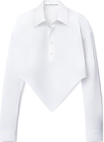 (Women) Alexander Wang FW24 White Cropped Pointed Hem Long Sleeve Shirt 1WC4241943100 (Women) Alexander Wang FW24 White Cropped Pointed Hem Long Sleeve Shirt 1WC4241943100