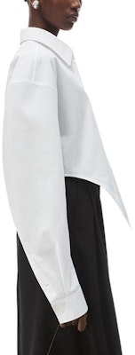 (Women) Alexander Wang FW24 White Cropped Pointed Hem Long Sleeve Shirt 1WC4241943100 Purchase (Women) Alexander Wang FW24 White Cropped Pointed Hem Long Sleeve Shirt 1WC4241943100