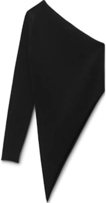 (W) Alexander Wang FW24 Baju Hitam Lengan Panjang Asimetris Wanita 1KC4241037001 Order (W) Alexander Wang FW24 Baju Hitam Lengan Panjang Asimetris Wanita 1KC4241037001