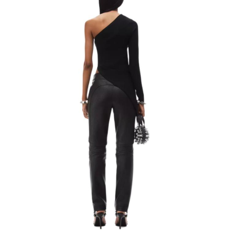 Purchase (W) Alexander Wang FW24 Baju Hitam Lengan Panjang Asimetris Wanita 1KC4241037001