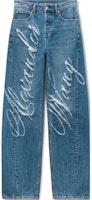 (Women) Alexander Wang FW24 Blue Laser Distressed Logo Print Denim Jeans Women 4DC3244412473 (Women) Alexander Wang FW24 Blue Laser Distressed Logo Print Denim Jeans Women 4DC3244412473