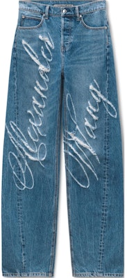 (W) Alexander Wang FW24 Blue Laser Logo Denim Jeans Wanita 4DC3244412473 Buy (W) Alexander Wang FW24 Blue Laser Logo Denim Jeans Wanita 4DC3244412473